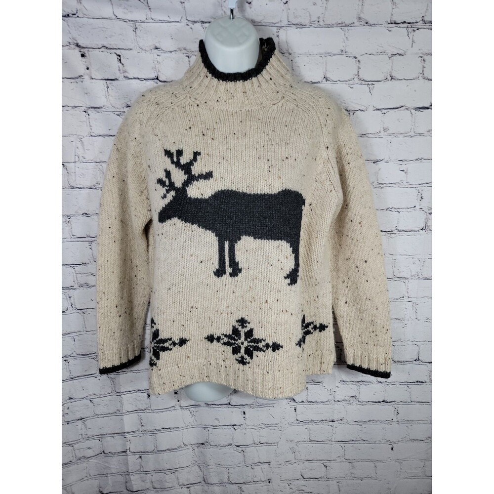 Eddie Bauer Womens Vtg 90's Y2K Wool Sweater Sz Med Reindeer